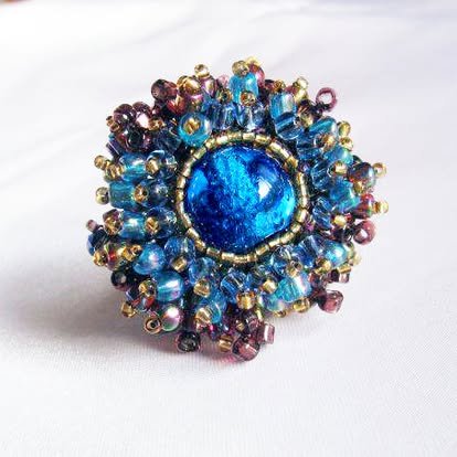 Anillo Mostacillas Azul – Marianerías by Marian