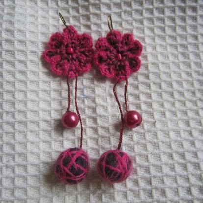 Aritos Crochet Rojos – Marianerías by Marian