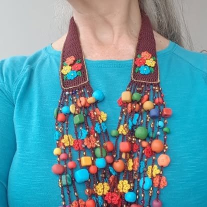 Collar Técnica Mixta Textil y Cerámica en Frio – Marianerías by Marian